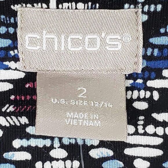 Chicos Shift Dress Women's Size 2 US L 12/14 Geometric LS Stretch Knit - Picture 6 of 11